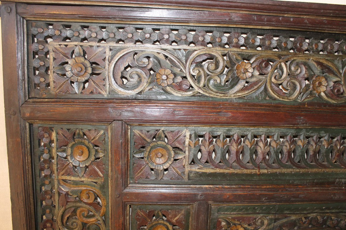 Facade Of Polychrome Carved And Openwork Fireplace 18th Century Origin Alsace-photo-1