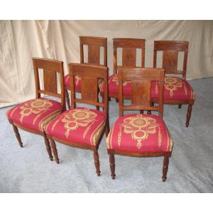 Suite Of 6 Very Solid Empire Style Solid Mahogany Chairs