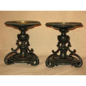 Pair Of Louis XVI Style Bronze Cups 19th Restoration Period