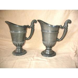 Pair Of Pewter Goblets, Early 20th Century, Renaissance Style