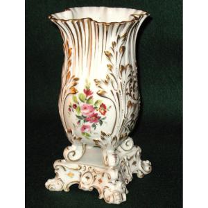 Paris Porcelain Vase With Floral Decoration Th. 19th Century Restoration In The Style Of Jacob Petit