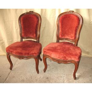 Pair Of Louis XV Period Chairs In 18th Century Walnut
