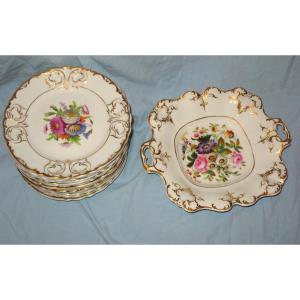Porcelain Dessert Service With Floral Decoration, 19th Century