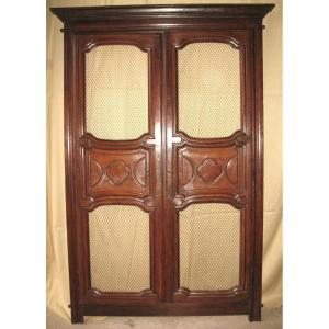 Facade Of Woodwork Or Library Doors In Walnut, Late 18th Century, Louis XIV Style