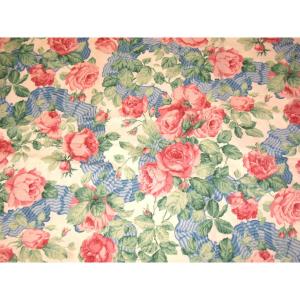 Large Length Of Flowered Fabric By Arthur Sanderson "garland Of Roses" Length: 11 Meters 