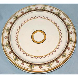 Large Navel Dish In Sarreguemines Earthenware, 19th Century Paul Utzschneider