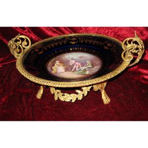 Centerpiece In Sèvres Porcelain And Bronze, Louis XVI Style, 19th Century