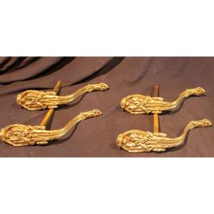 4 Bronze Curtain Tiebacks Louis XVI Style 19th Century Bronze Furniture Decoration