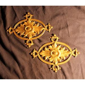 Pair Of Transition Style Ornamental Bronze Plaques, 19th Century, Bronze Decorative Furnishings