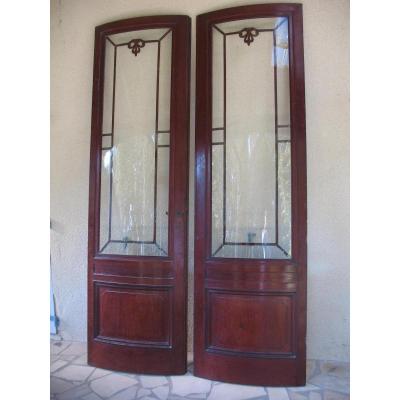 Pair Of Arched Doors Cuban Mahogany Massif High Glazed