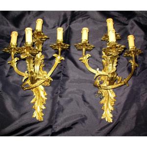 Pair Of Bronze Wall Louis XV Style