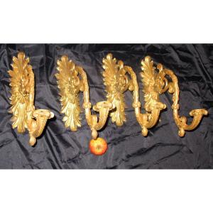 Suite Of 4 Gilded Bronze Sconces 1st Restoration Period