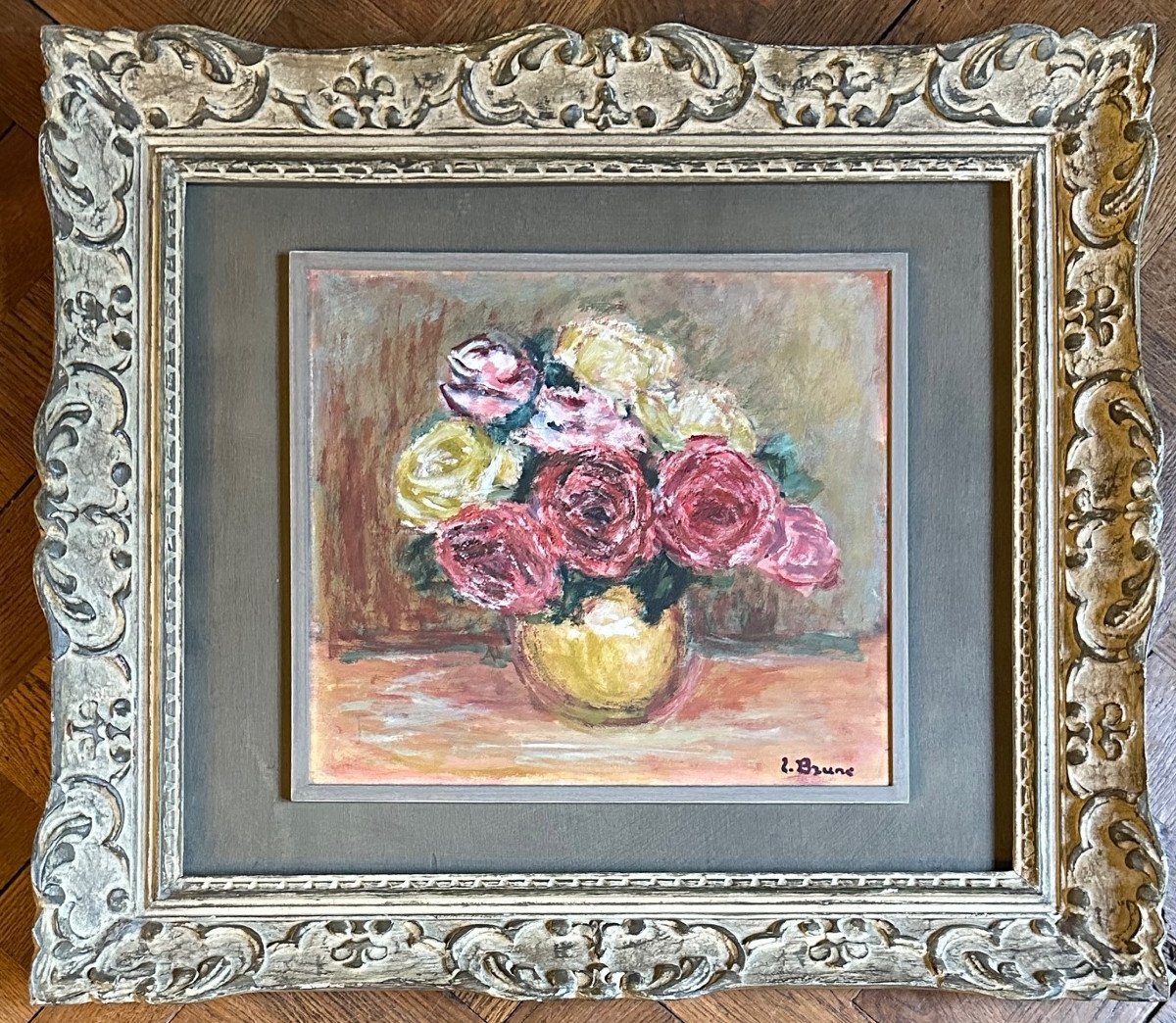 Tableau Bouquet De Roses Pierre Brune