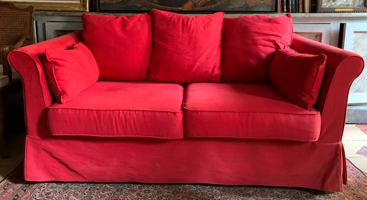 Red 2 Seater Sofa-photo-2