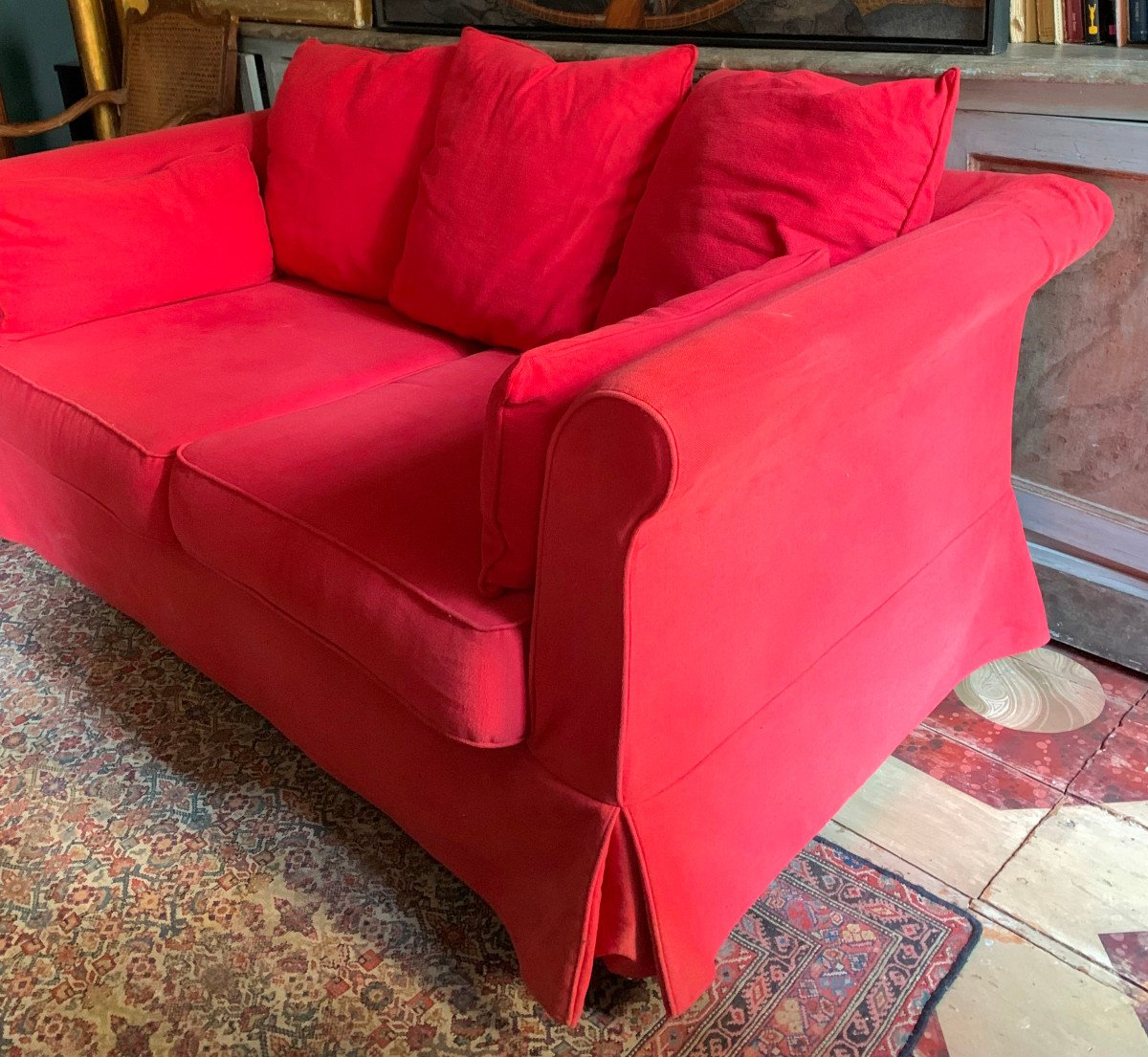 Red 2 Seater Sofa-photo-3