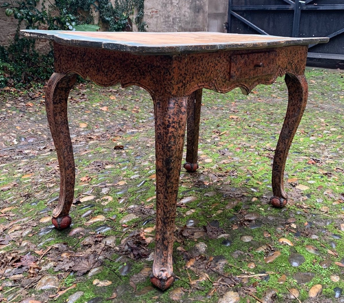 Aragonese Table In Polychrome Wood-photo-2