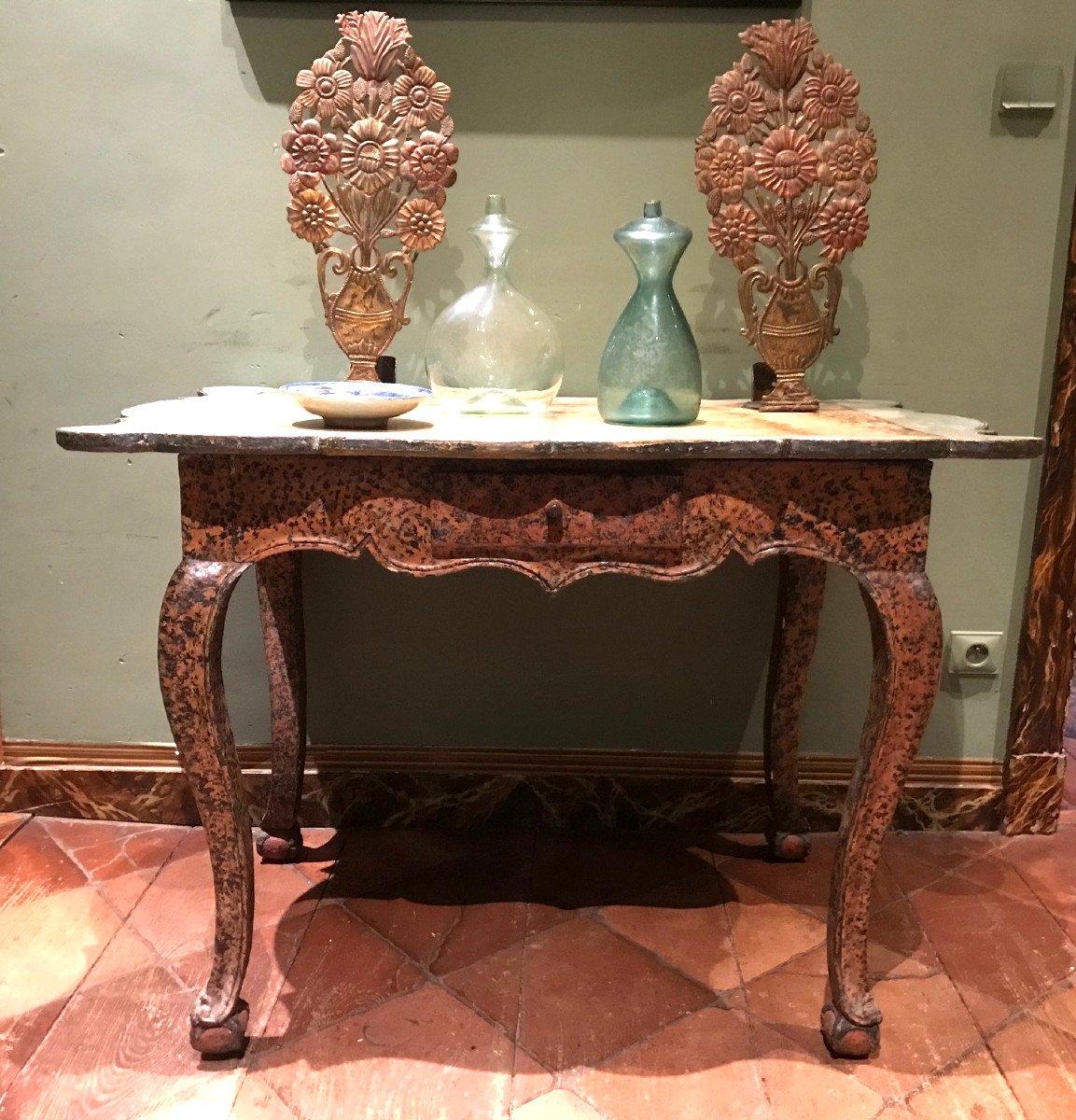 Aragonese Table In Polychrome Wood-photo-1