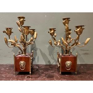 Paire De Candélabres En Bronze 