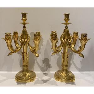 Pair Of Bronze Candlesticks By Lelièvre And Susse Frère