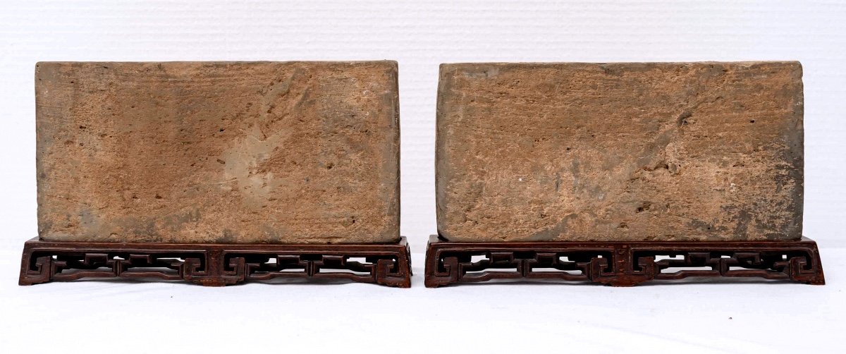 Pair Of Terracotta Brick With Trace Of Polychromy - Style: Han - Period: XIXth Century-photo-4