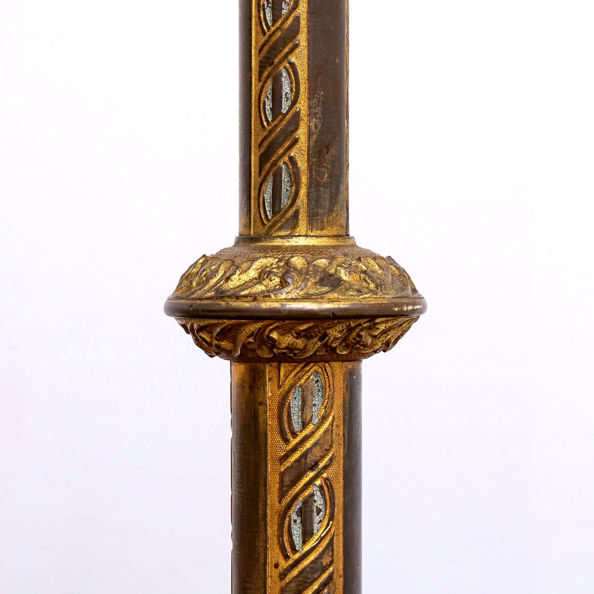 Set Of 3 Altar Candlesticks Candle Holder - Bronze - Period: XIXth Century-photo-3