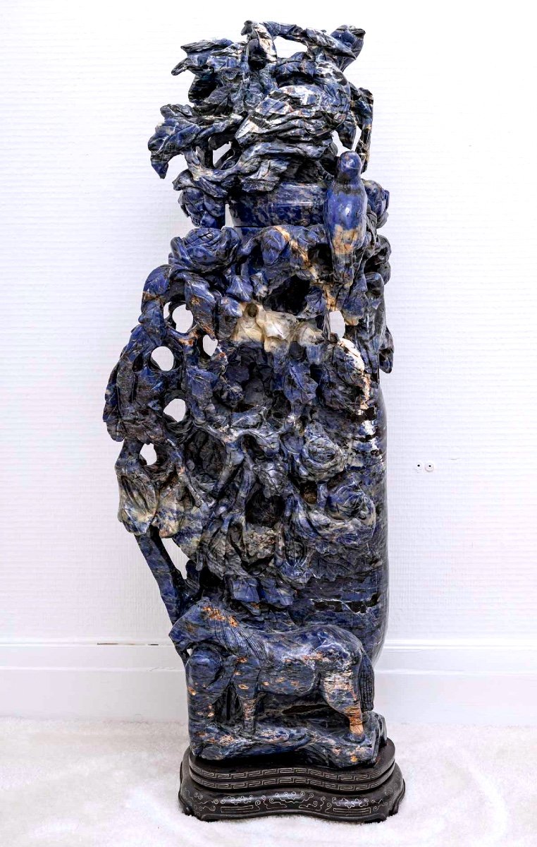 Natural Stone Sculpture - Sodalite - China - Late 19th Century Period-photo-2