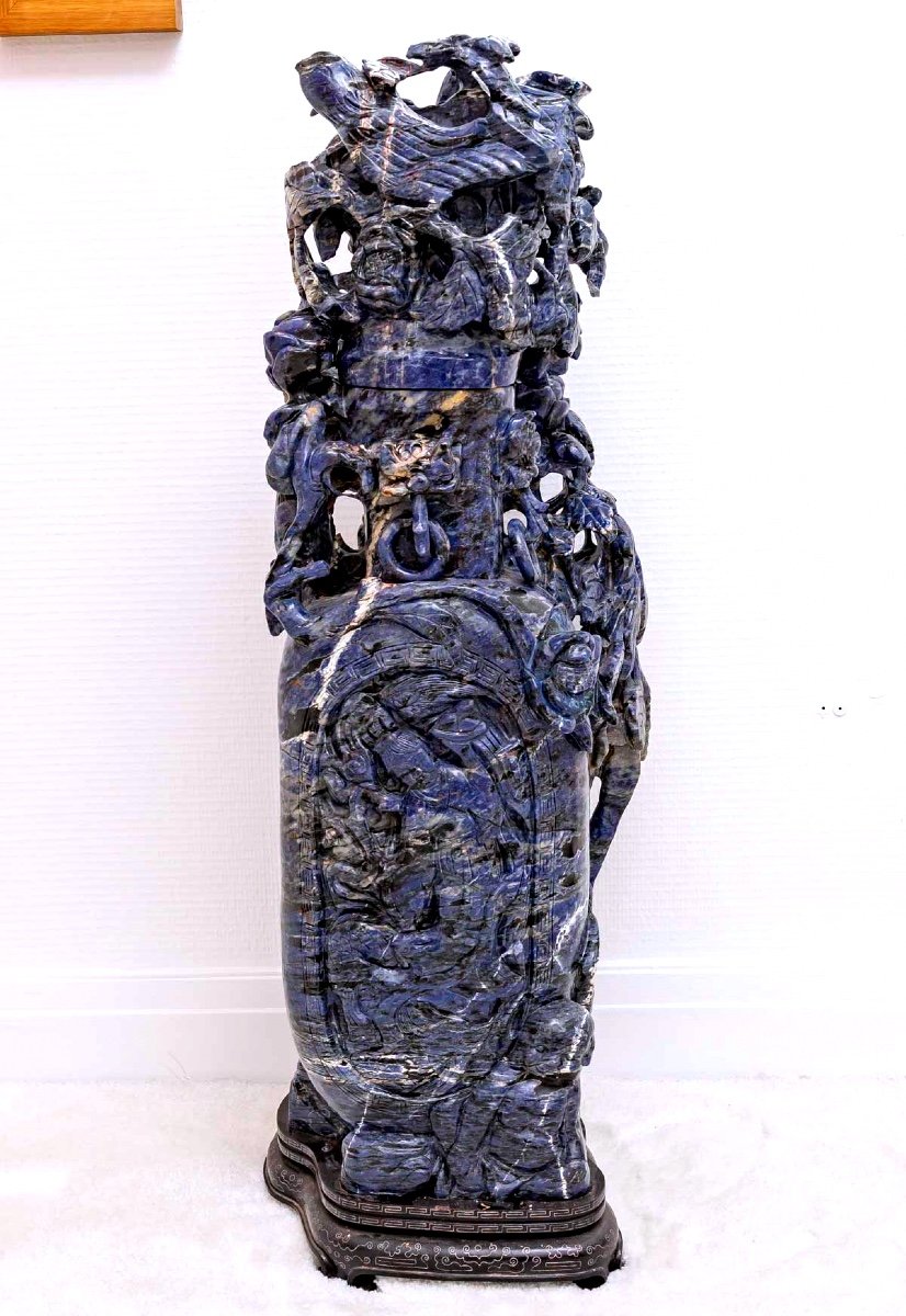 Natural Stone Sculpture - Sodalite - China - Late 19th Century Period-photo-8