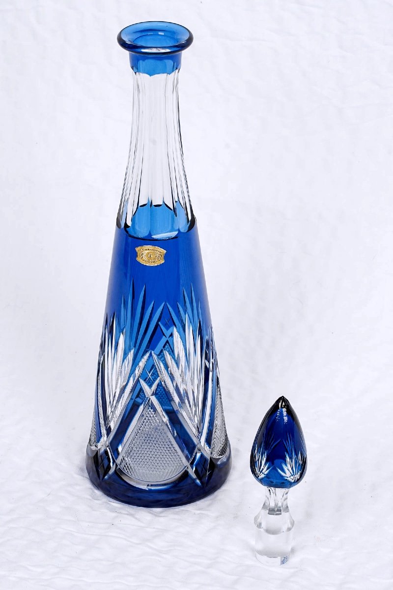 Wine Carafe - Cristallerie Val Saint-lambert - Model: Pyramid - Period: 20th Century-photo-4