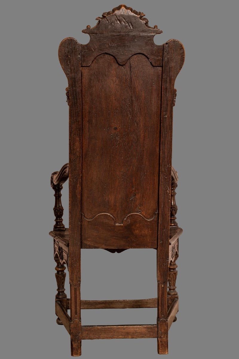 Liège Armchair - 18th Century In Carved Oak - Unique Piece-photo-2