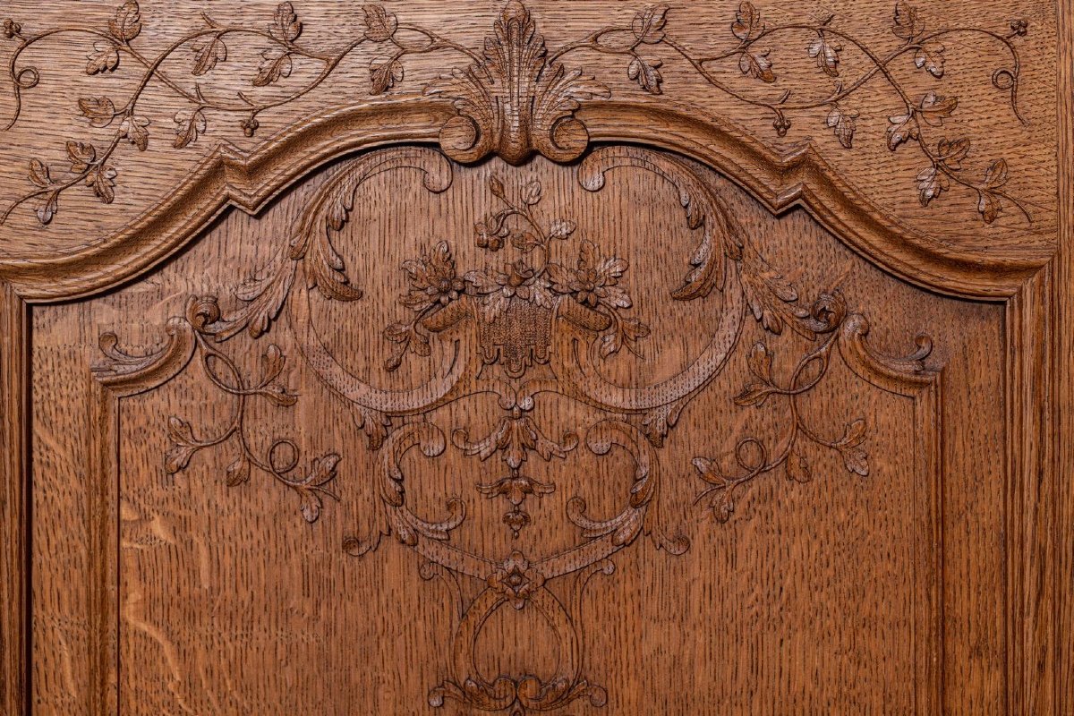 Showcase From Liège  - Carved Oak And Glass Doors - 18th Century -photo-2