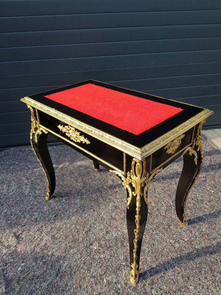 Lady's Desk - Boulle - Black Lacquered Wood - Gilded Bronzes - Period: Second Empire