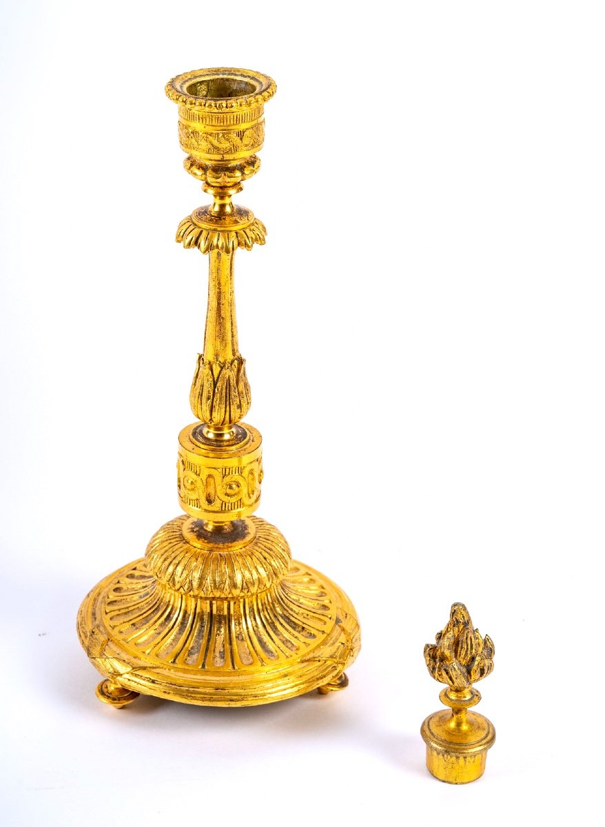 Candlestick In Gilt Bronze With Snuffer - Louis XVI Style - Period: XIXth Century-photo-2