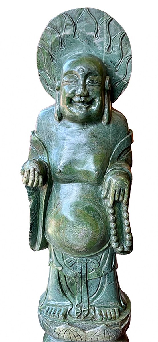 Grande Statue Bouddha Rieur en pierre