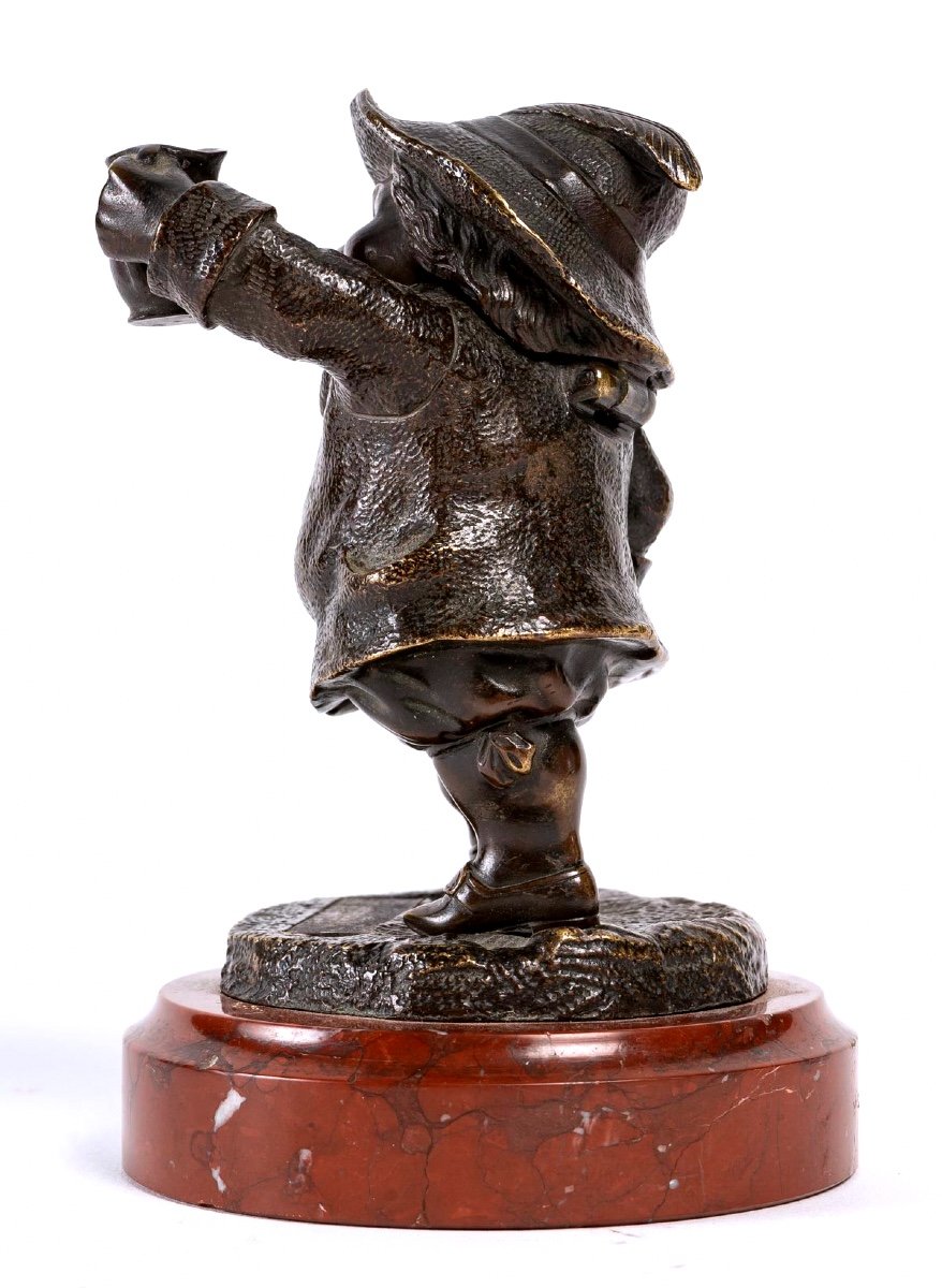 Pyrogen - Bronze Character On Cherry Marble Base - Period: XIXth Century-photo-4