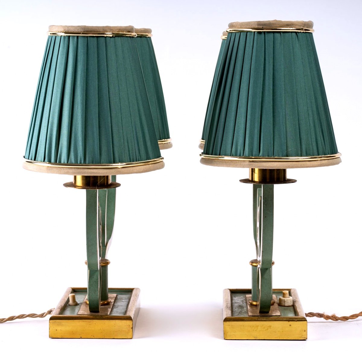 Pair Of Living Room Lamps - Brass And Lacquer - Maison Leleu - Period: Art Deco-photo-2