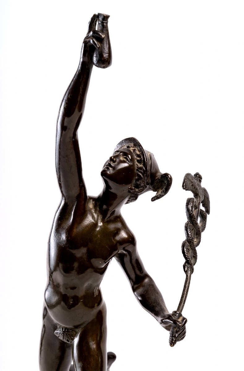 Black Patina Bronze - Flying Mercury - Jean De Bologna - XIXth Cast Iron - Circa: 1900-photo-2