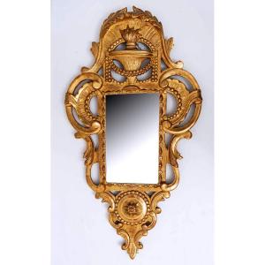 Miroir De Chambre - Miroir De Mariée - Bois Doré - époque : XVIIIème Siècle