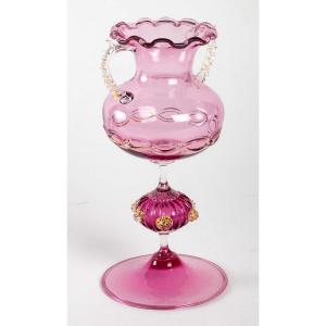 Campaniform Glass On Foot - Murano - Period: First Tiers XXth