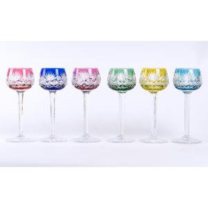 Lot De Six Verres Roemers - Cristal Saint-louis - Modèle : Florence - époque : XXème Siècle