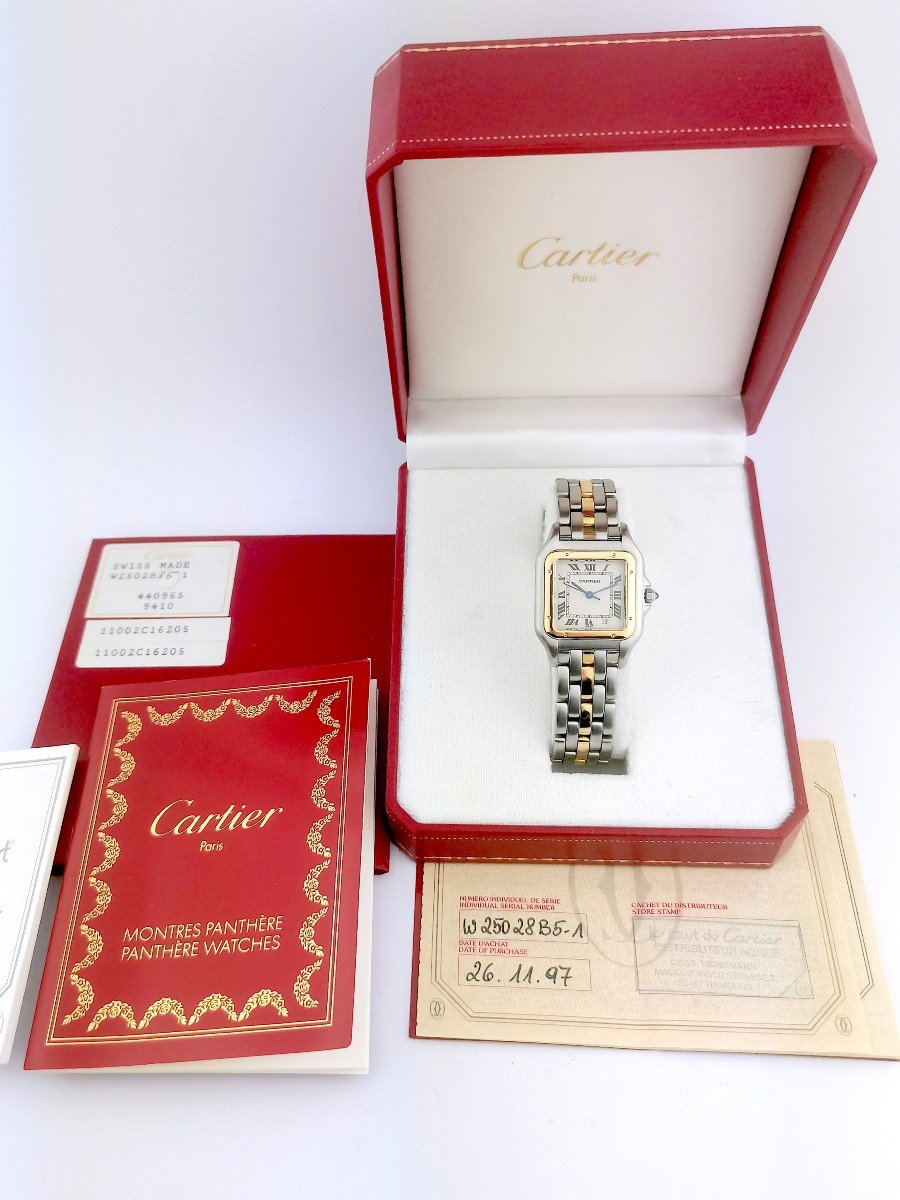 Montre CARTIER - Panthère - Or/acier - 1 Rang d'Or - 27 Mm - Full Set-photo-5