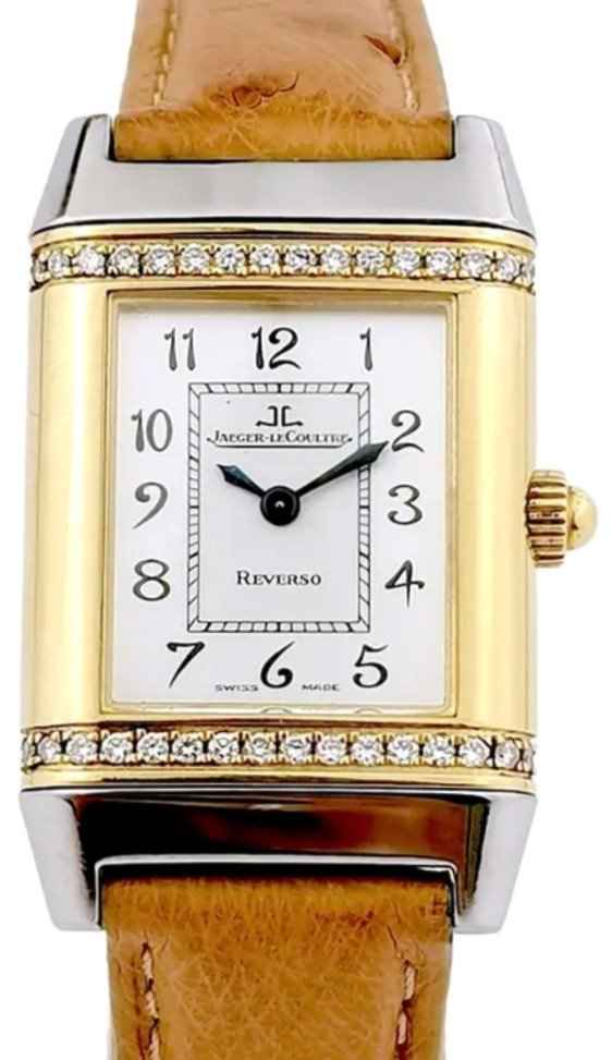 Montre Jaeger lecoultre - Reverso - Or/acier/diamants/cuir