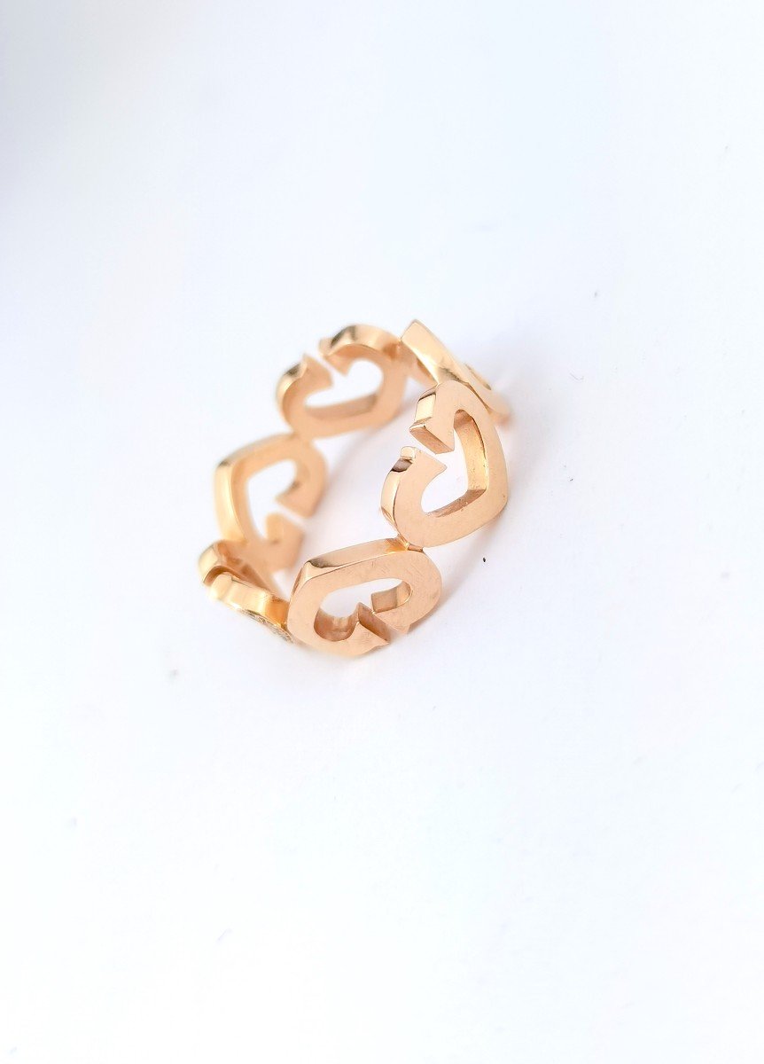 Cartier Ring - Hearts - Gold Diamonds - Size 53 Fr-photo-4