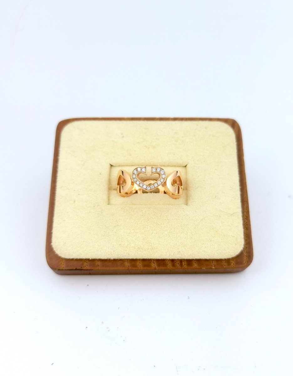 Cartier Ring - Hearts - Gold Diamonds - Size 53 Fr-photo-4