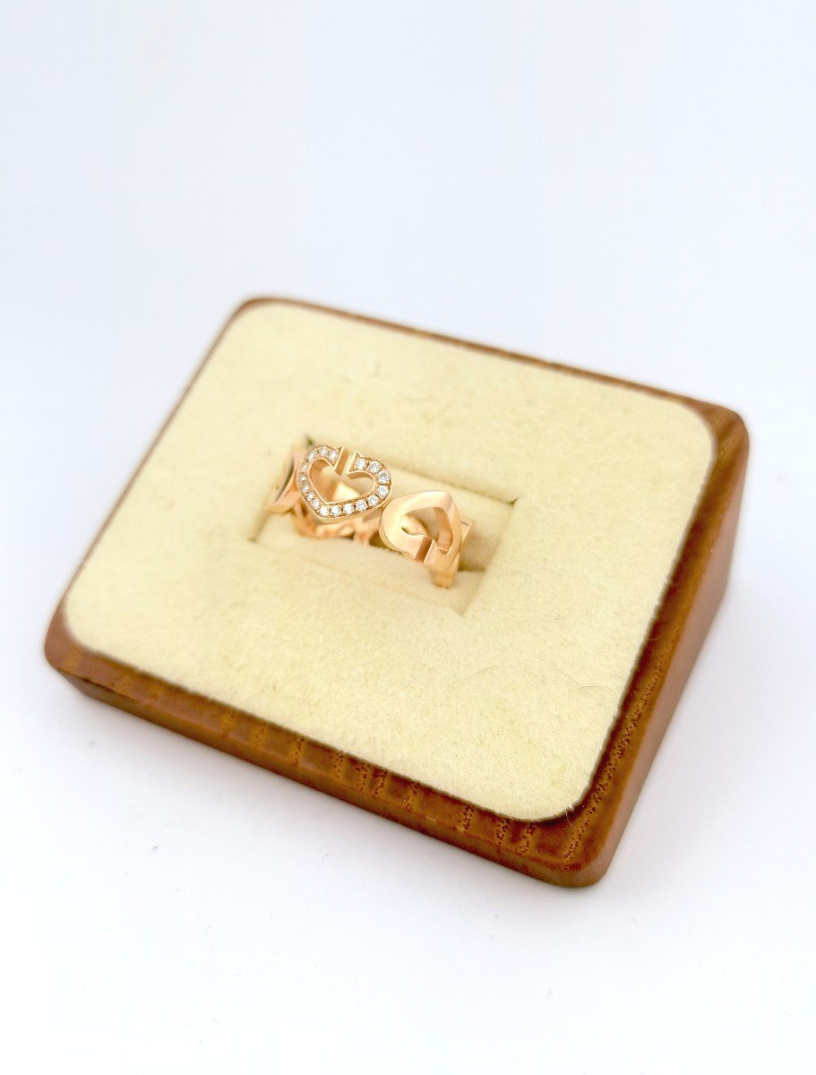 Cartier Ring - Hearts - Gold Diamonds - Size 53 Fr-photo-5