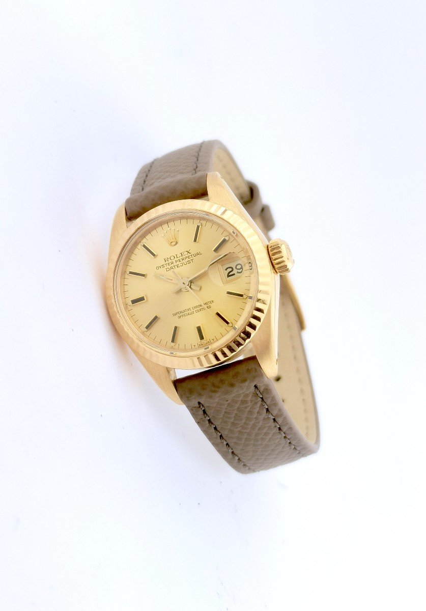 Rolex Watch - Oyster Perpetual Datejust - Gold/leather - 26 Mm-photo-3