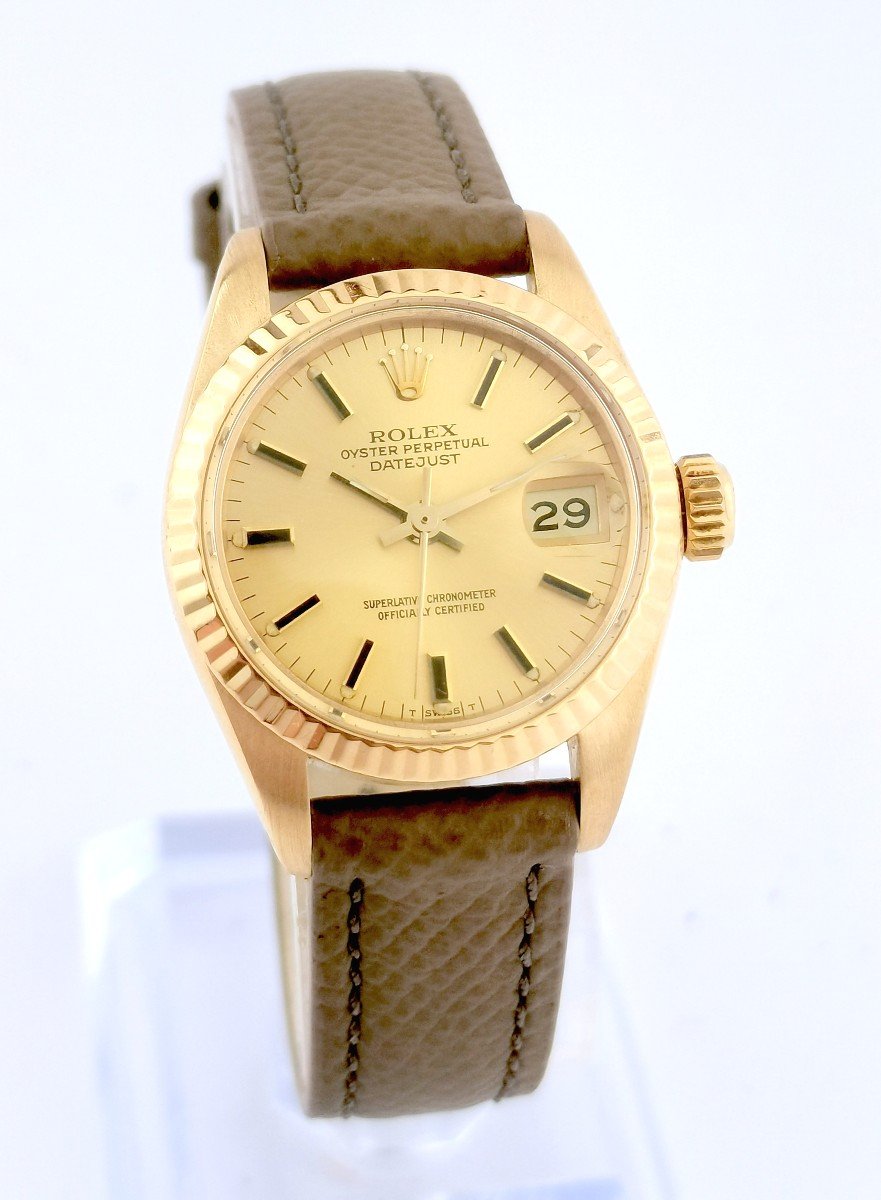 Rolex Watch - Oyster Perpetual Datejust - Gold/leather - 26 Mm-photo-4