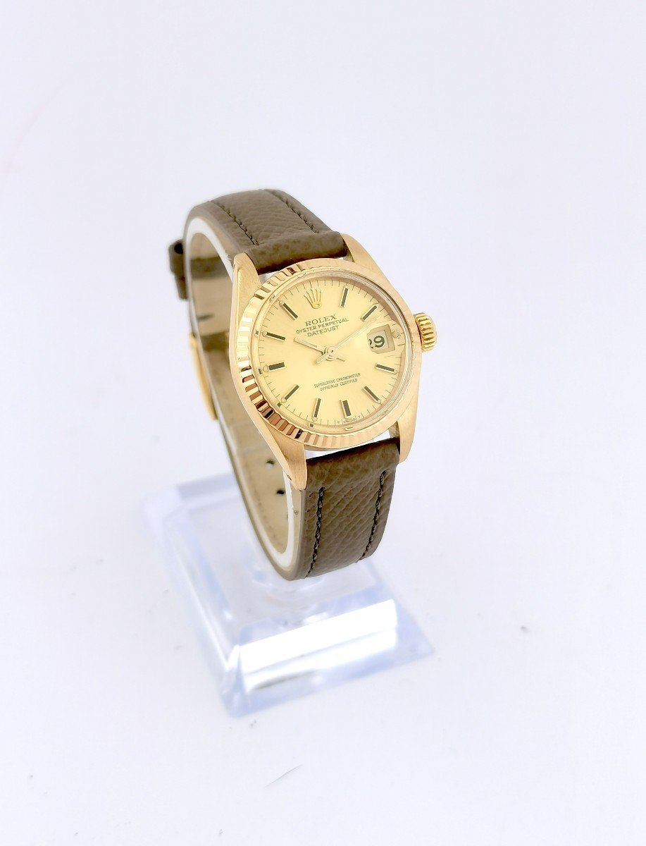 Rolex Watch - Oyster Perpetual Datejust - Gold/leather - 26 Mm-photo-2