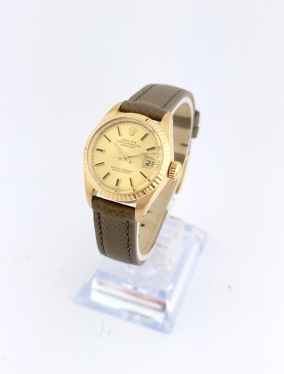 Rolex Watch - Oyster Perpetual Datejust - Gold/leather - 26 Mm-photo-3