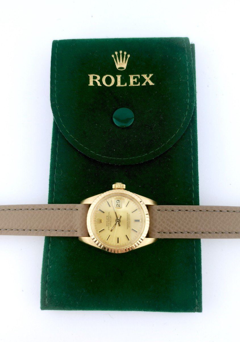 Rolex Watch - Oyster Perpetual Datejust - Gold/leather - 26 Mm-photo-5