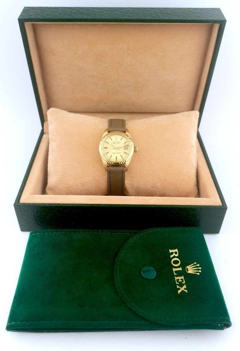 Rolex Watch - Oyster Perpetual Datejust - Gold/leather - 26 Mm-photo-6